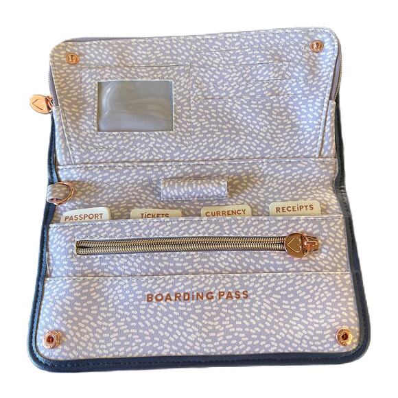 Travel Wallet in Navy Blue with Gold Accents - Picture 3 of 5